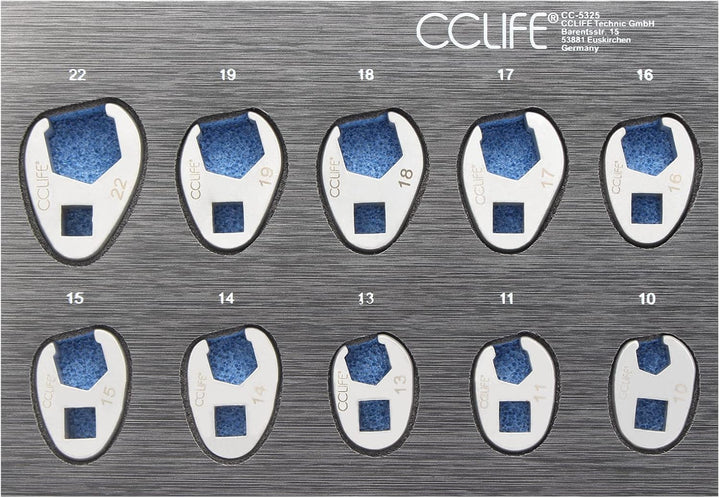 CCLIFE 10tlg Hahnenfussschlüssel Hahnenfuss Schlüssel Steckschlüssel Drehmoment 1/2" 3/8" Aussenvier