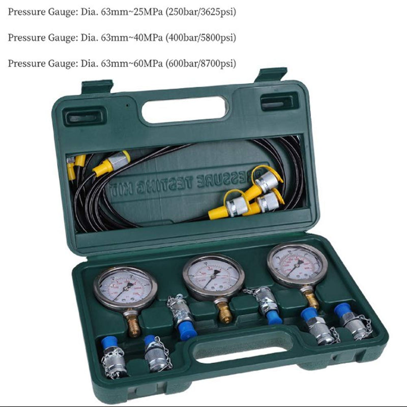 Hydraulisches Manometer, Hydraulikdruck-Test-Kit Druckbeständigkeit für die hydraulische Druckprüfun