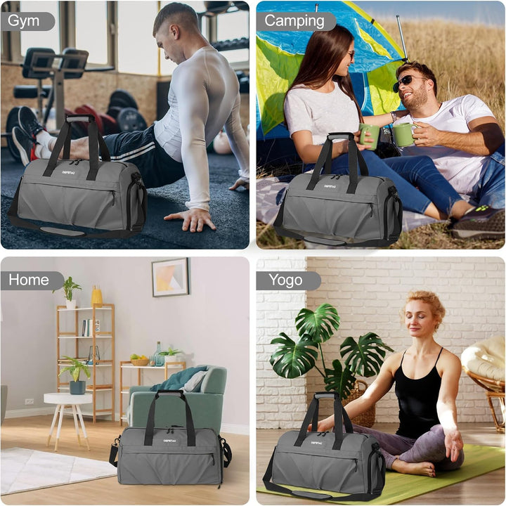 Sporttasche Damen Herren Hartes Material, Reisetasche mit Schuhfach Zwei Belüftungslöchern und Nassf