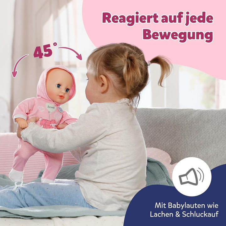 BABY Born Hannah Spiel mit Mir - Babypuppe mit 5 Funktionen - Weicher Stoffkörper inkl. Accessoires