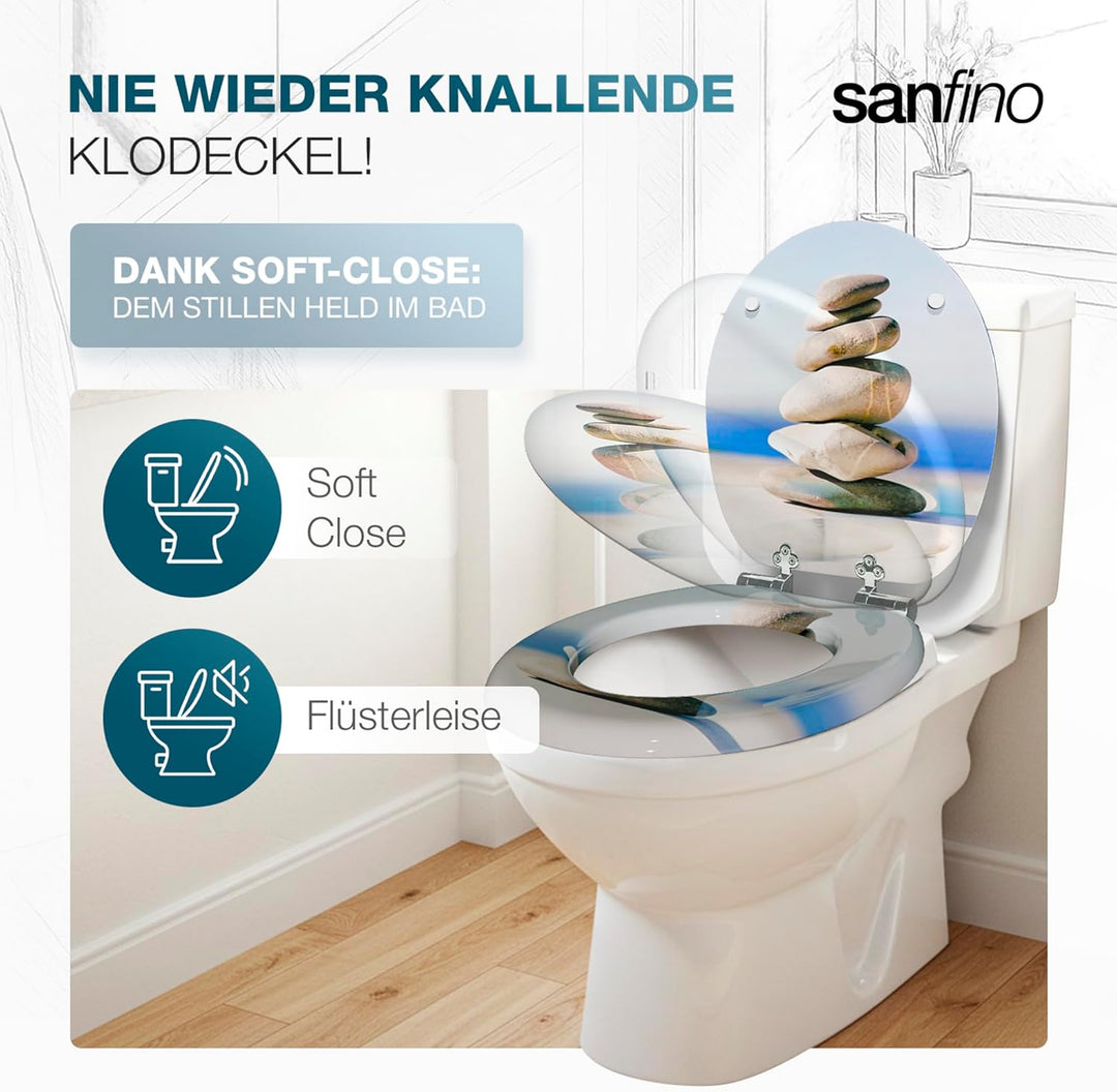 Premium WC Sitz mit Absenkautomatik – hochwertige Toilettendeckel aus Holz, viele bunte Motive, hohe