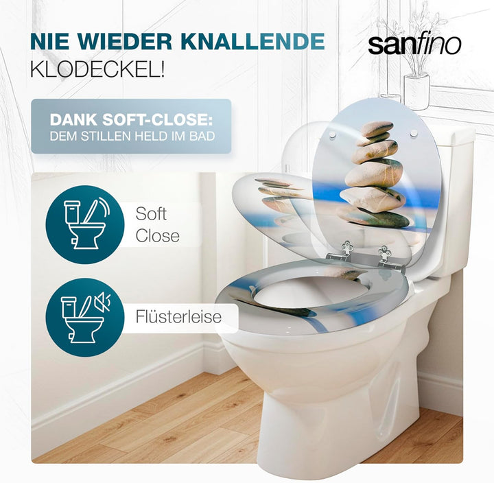 Premium WC Sitz mit Absenkautomatik – hochwertige Toilettendeckel aus Holz, viele bunte Motive, hohe