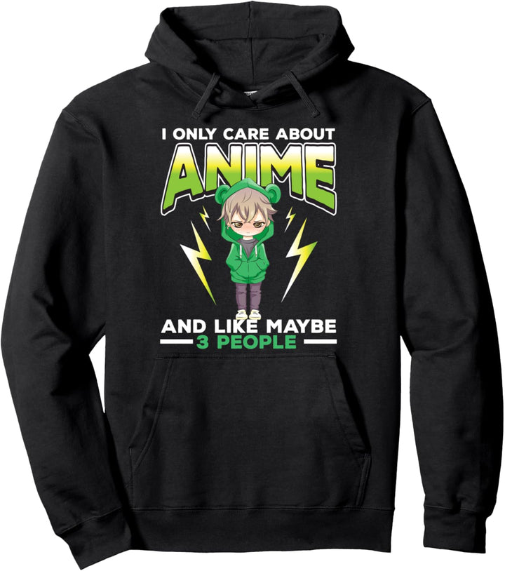 I Only Care About Anime Chibi Anime Boy Manga Otaku Pullover Hoodie