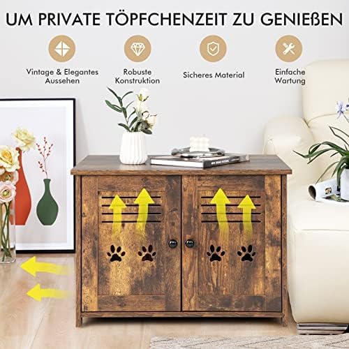 FANTASK Haustierschrank Katzentoilette, Katzenhöhle mit 2 Türen & Eingang, für Katzen Hunde Haustier