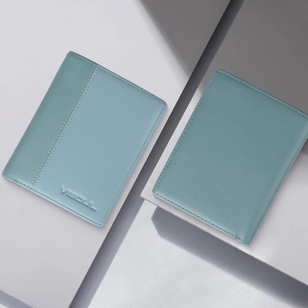 VISOUL Echt Leder Geldbörse Herren mit RFID Schutz Portemonnaie Gross mit Münzfach 10 Fächer Echtled