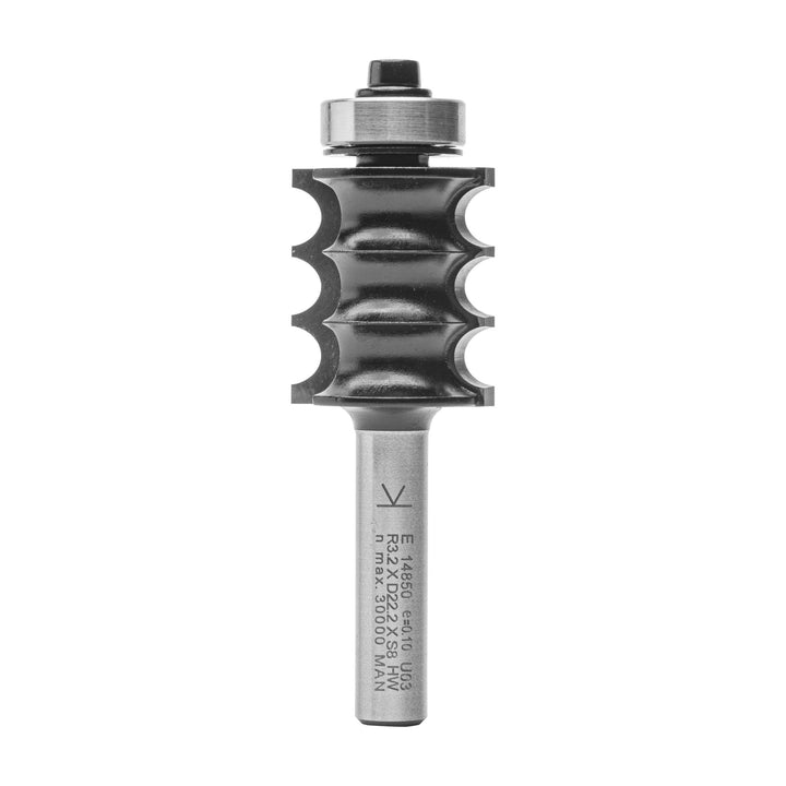 ENT 14850 Dekorativer Profilfräser HW, Schaft (S) 8 mm, Durchmesser (D) 22,2 mm, NL 25,4 mm, R 3,2 m