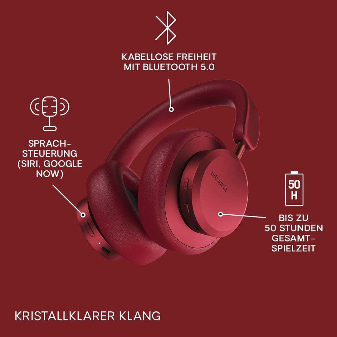 Urbanista Miami Over Ear Kopfhörer Bluetooth mit Active Noise Cancelling, Kopfhörer kabellos, 50 Std