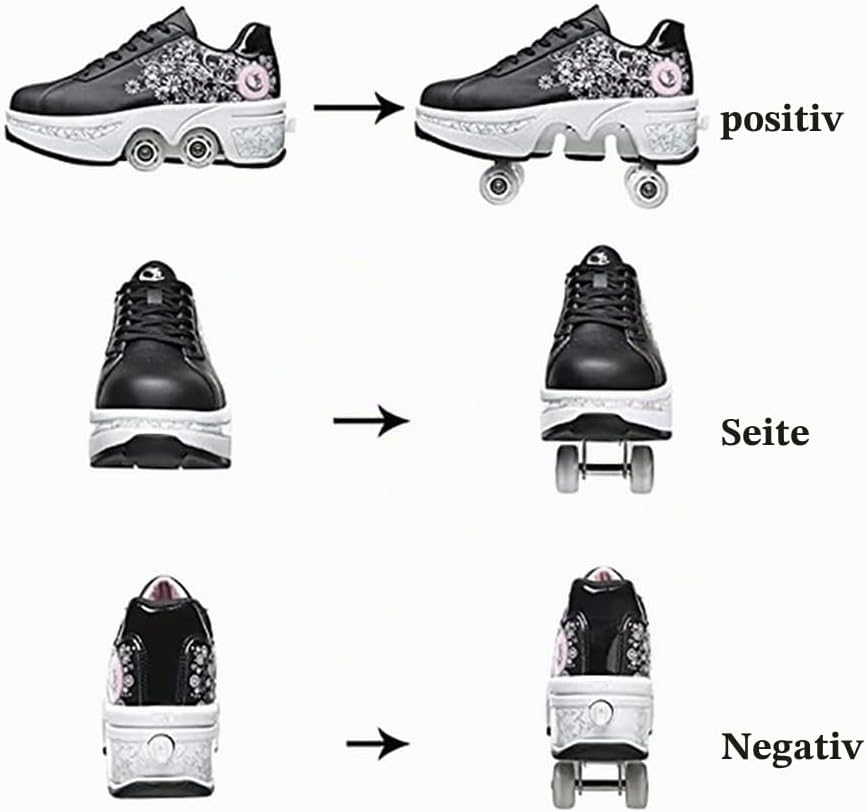 LDRFSE Schuhe mit Rollen, Rollschuhe Skateboard Schuhe Kinderschuhe Mit Rollen Skate Shoes Rollen Sc