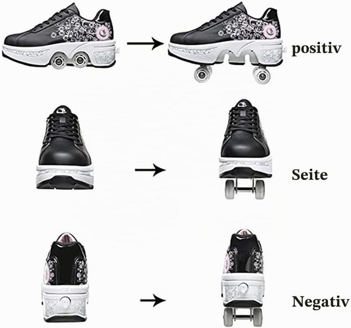 LDRFSE Schuhe mit Rollen, Rollschuhe Skateboard Schuhe Kinderschuhe Mit Rollen Skate Shoes Rollen Sc