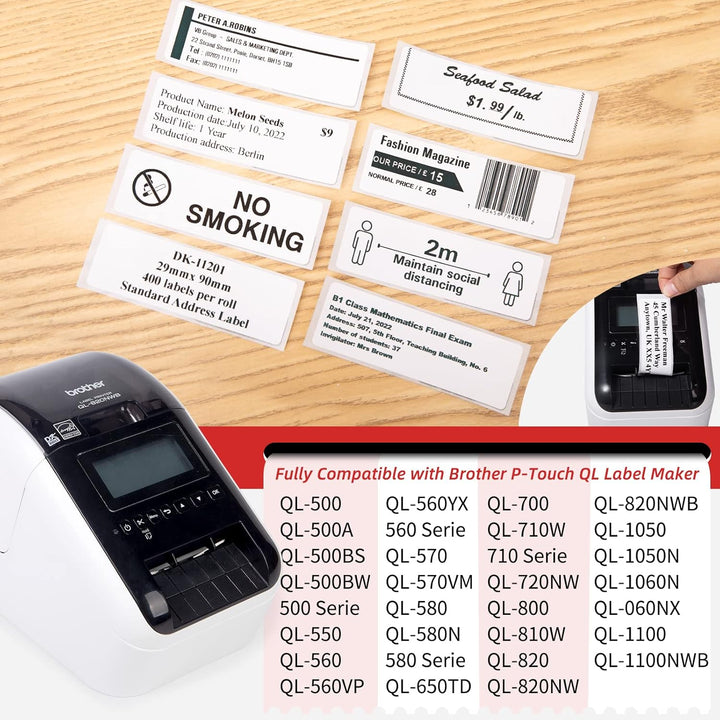 MarkField 12x DK-11201 Etikettenrollen 29mm(B) x 90mm(L) Einzeletiketten Adressetiketten Kompatible