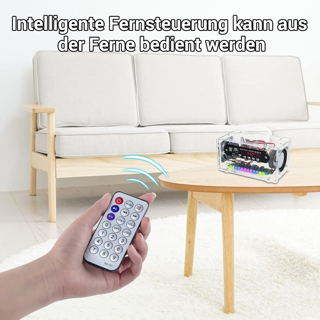 Elektronik Löt Bausatz Radio FM Bluetooth-Lautsprecherkit Erwachsene, 3W+3W Musikspieler mit LED Kla