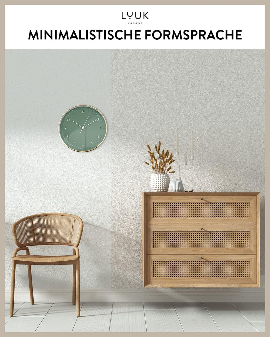 LUUK LIFESTYLE Grosse Wanduhr in nordischem Design, Deko für Küche, Kinderzimmer, Wohnzimmer, Badezi