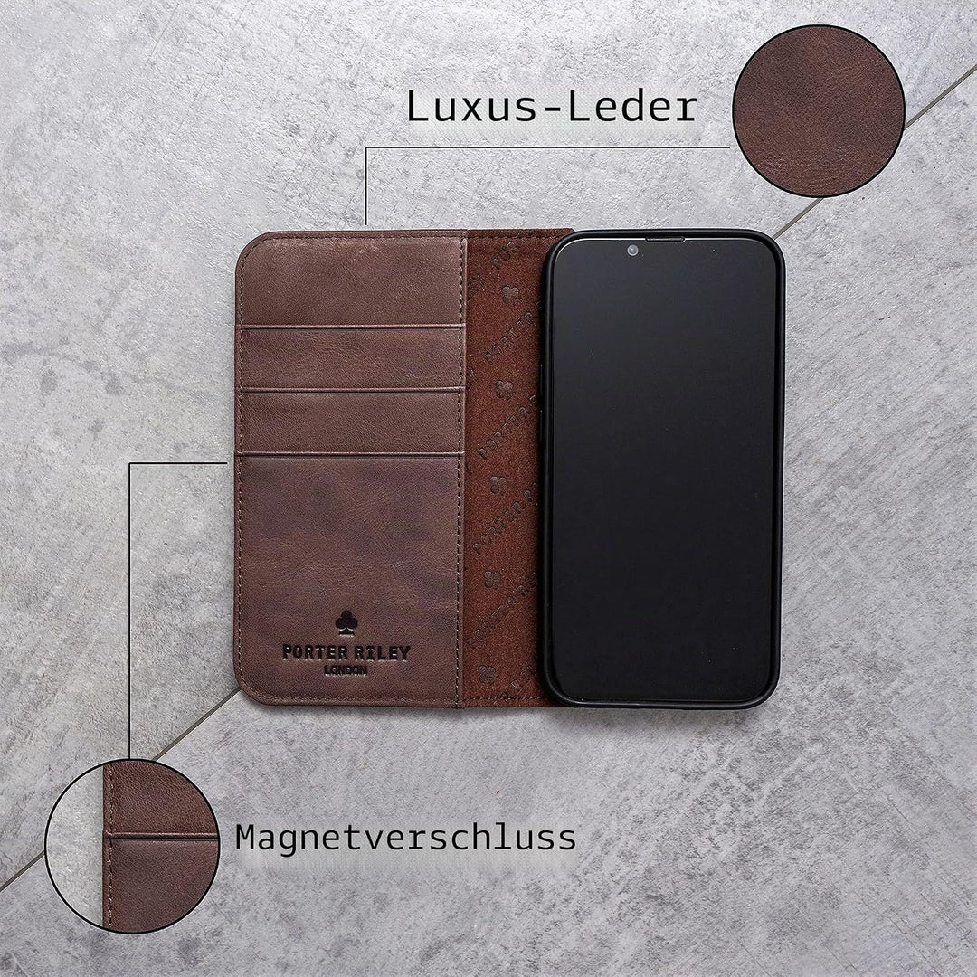 Porter Riley - Lederhülle für Samsung Galaxy S20 Plus. Premium Echtleder Standhülle/Cover/Brieftasch