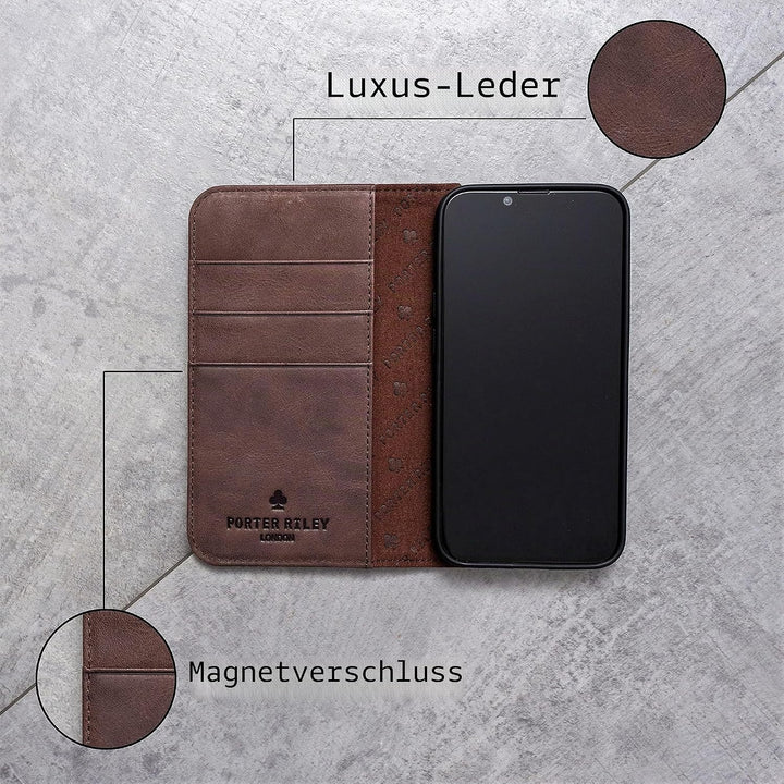 Porter Riley - Lederhülle für Samsung Galaxy S20 Plus. Premium Echtleder Standhülle/Cover/Brieftasch