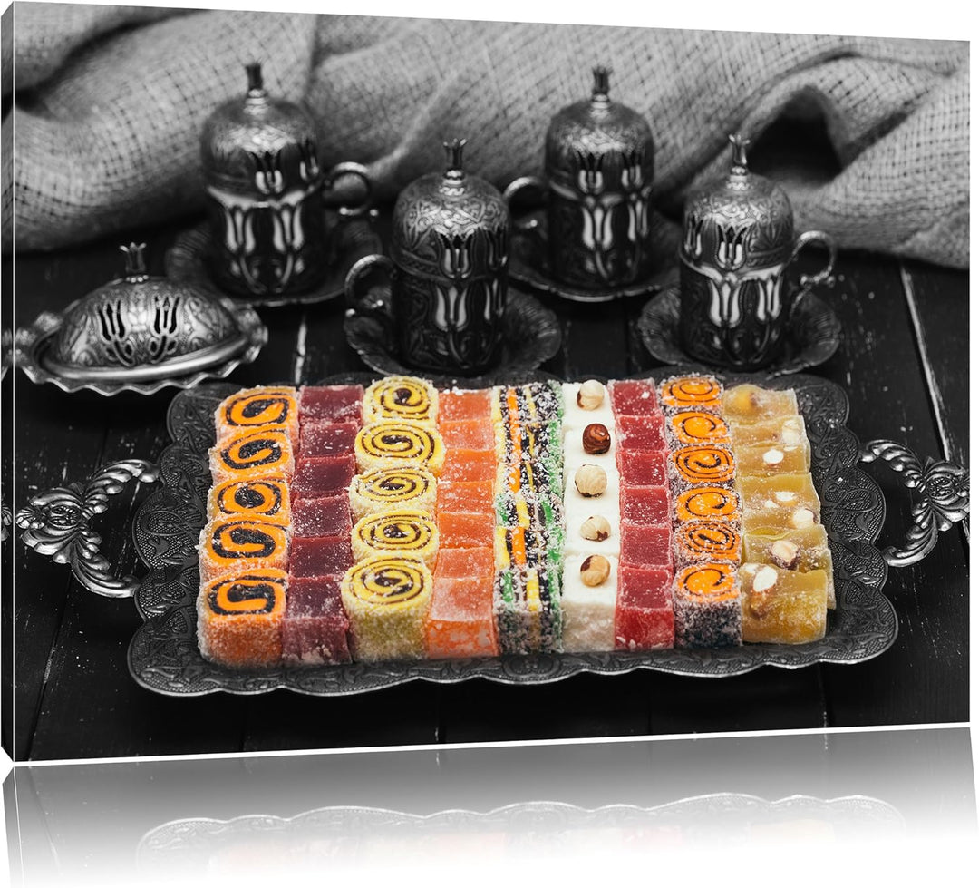 Pixxprint traditionelle türkische Desserts als Leinwandbild/Grösse: 100x70 / Wandbild/Kunstdruck/fer