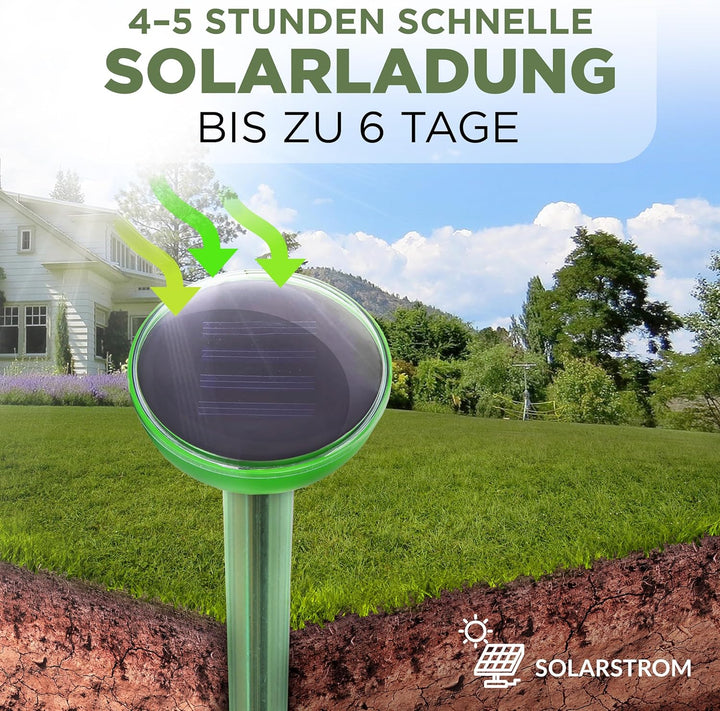 ISOTRONIC Solar Maulwurfvertreiber | gegen Bodentiere wie Maulwürfe, Wühlmäuse, Ameisen, Schlangen U