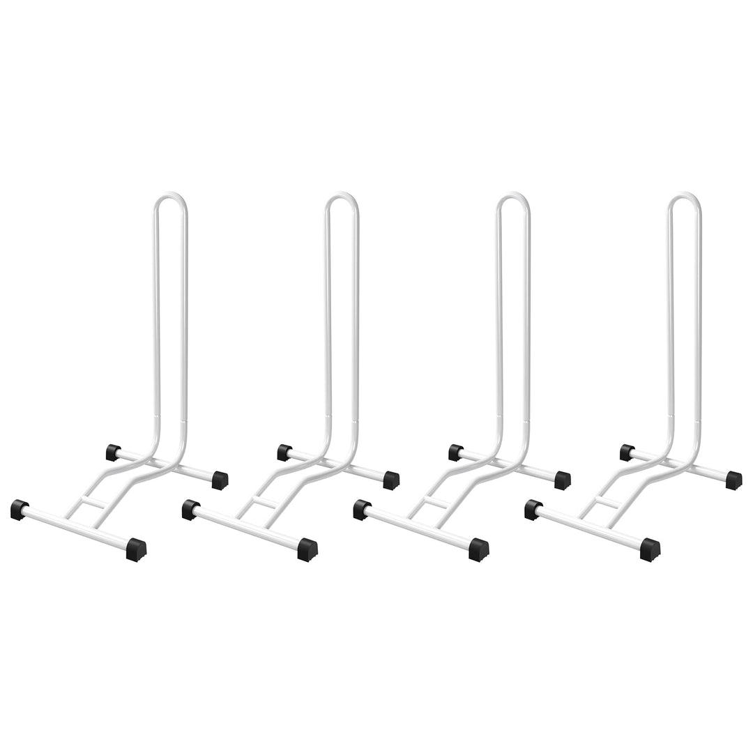 4x WELLGRO® Fahrradständer - Stahl, sicherer Stand - Farbe schwarz, weiss oder silber wählbar, Farbe