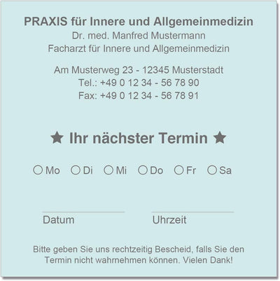 500 Terminzettel Terminkarten nächster Termin mit Ihrer Adresse personalisiert in praktischer Zettel