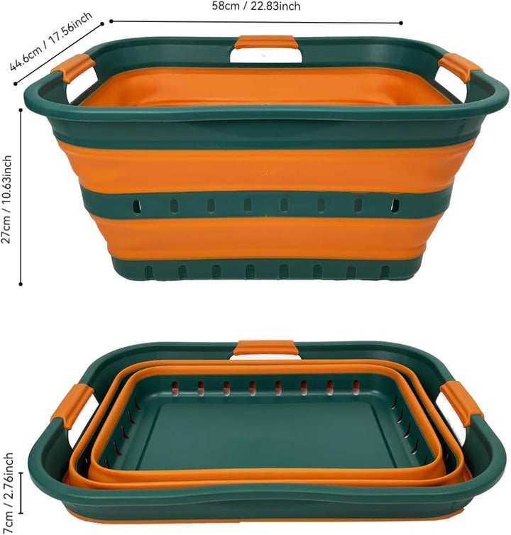 SAMMART 2er-Set 42L faltbarer Aufbewahrungskörbe/-behälter aus Kunststoff – zusammenklappbarer, plat
