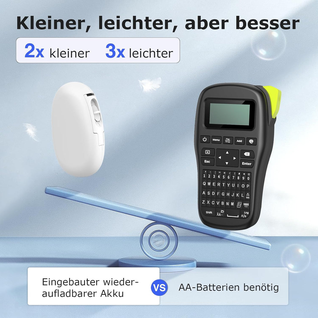 SUPVAN E10 Etikettiergerät, selbstklebend, Bluetooth, tragbar, kompatibel mit iOS und Android Weiss,