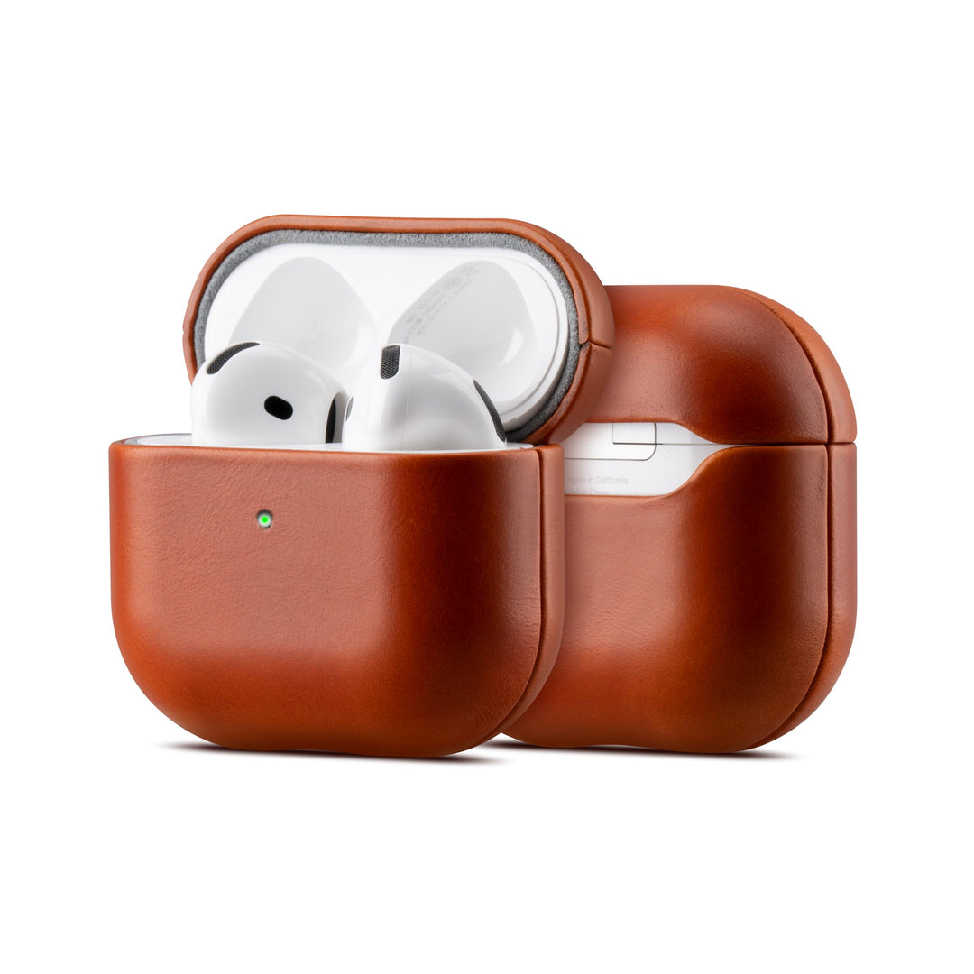 Maogoam für AirPods 4. Generation Tasche Leder, Echtes Crystal Oil Wax Rindsleder Tasche Hülle für A