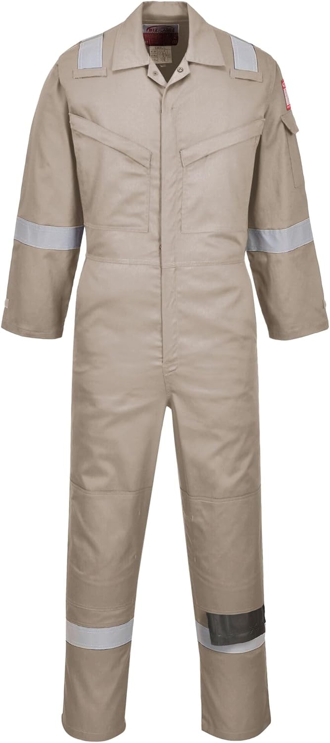 Portwest FR21 Leichter Anti-Statik Flammenresistenter Overall Khaki L, Khaki L