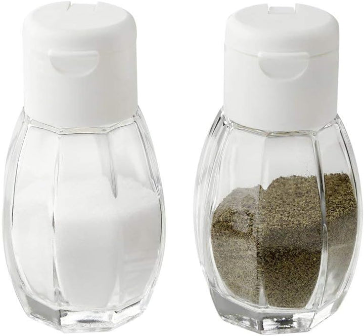 Fackelmann Salz-und Pfefferstreuer, Glas, Deckel Weiss, 8 cm, 40 ml, 2er-Set, Weiss