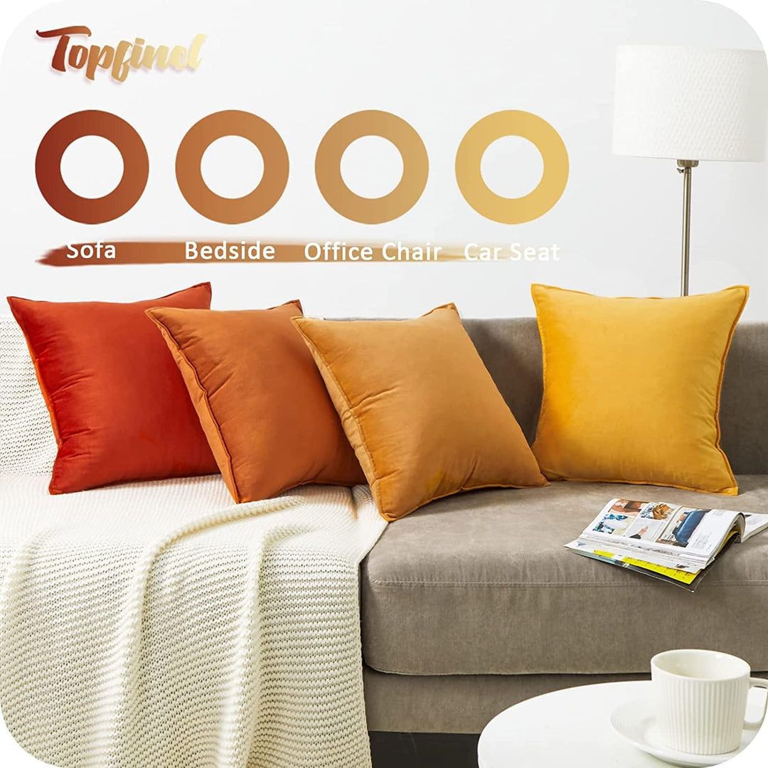Topfinel Kissenbezug Herbst 45x45 gelb 4er Set Samt flauschig Farbverlauf Kissenbezüge Kissenhülle S