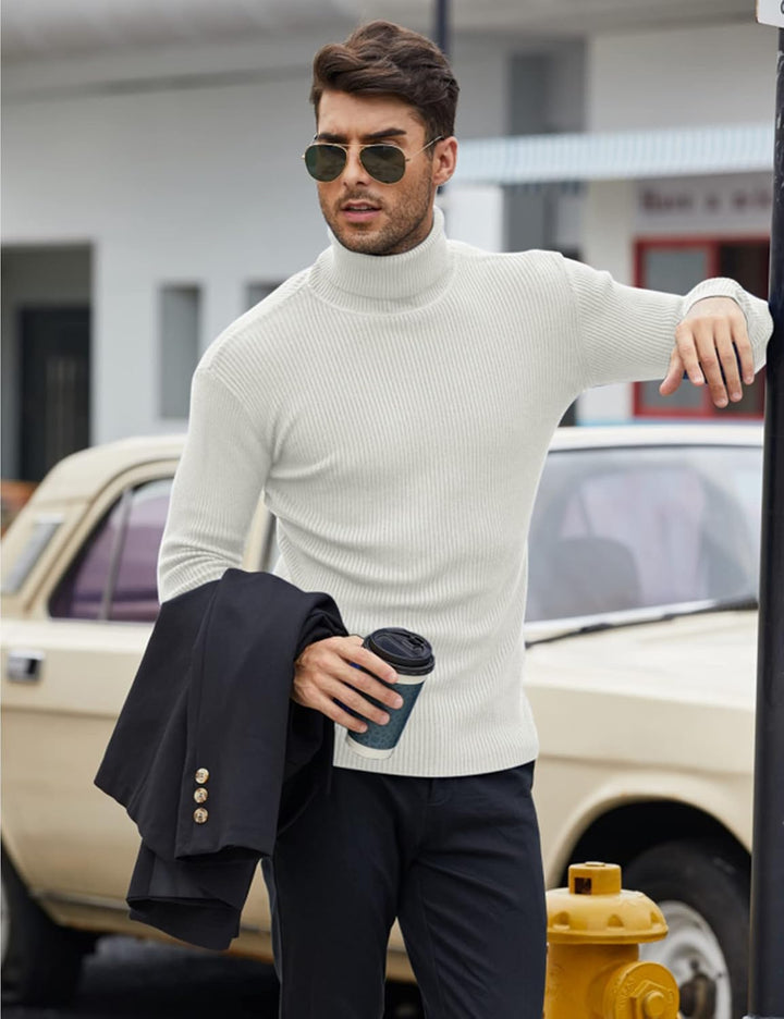 COOFANDY Herren Rollkragen Pullover Langarmshirt Feinstrick Sweater Rollkragen Freizeit Slim fit Bas