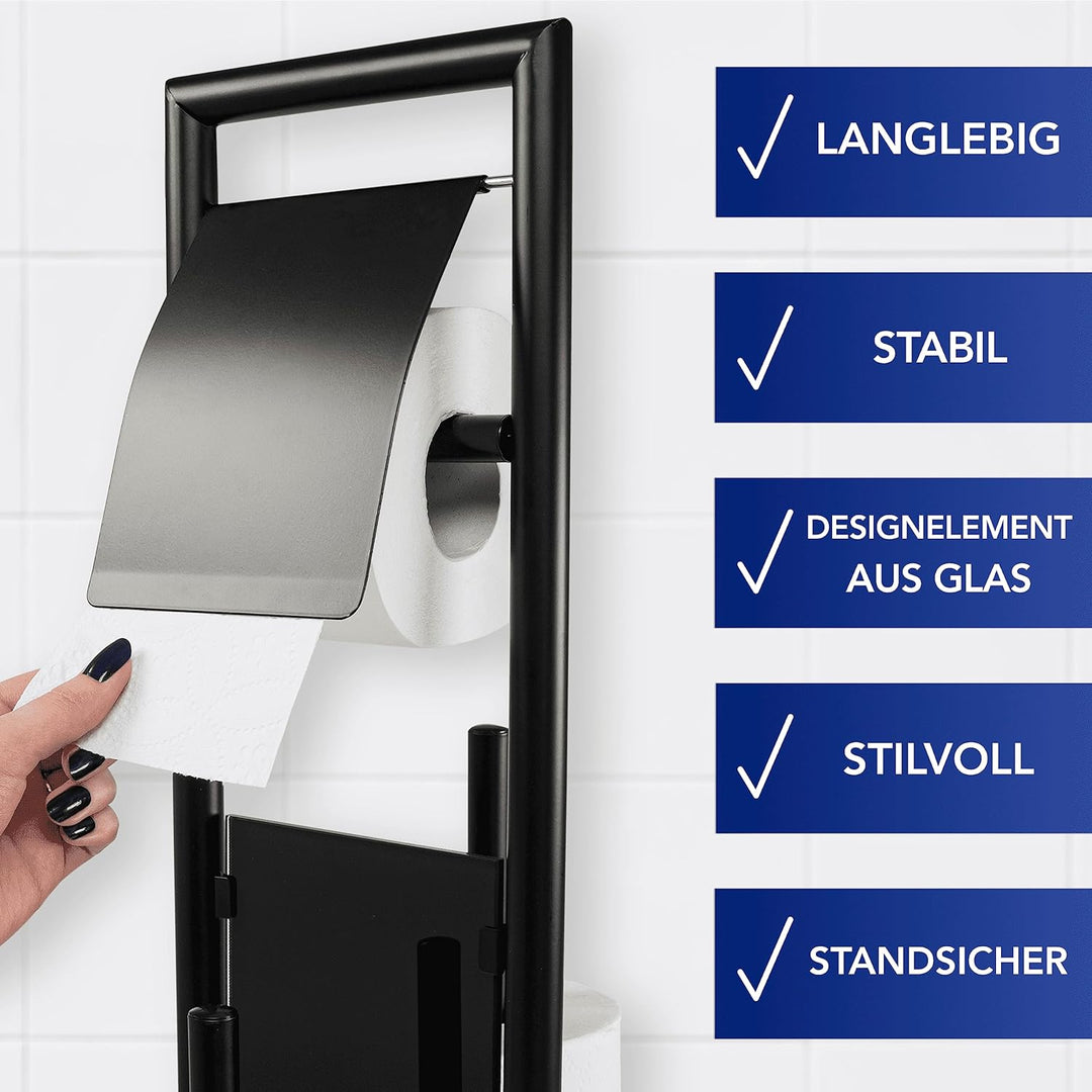WENKO Stand WC-Garnitur Ravina mit integriertem Toilettenpapierhalter und WC-Bürstenhalter, in rostf