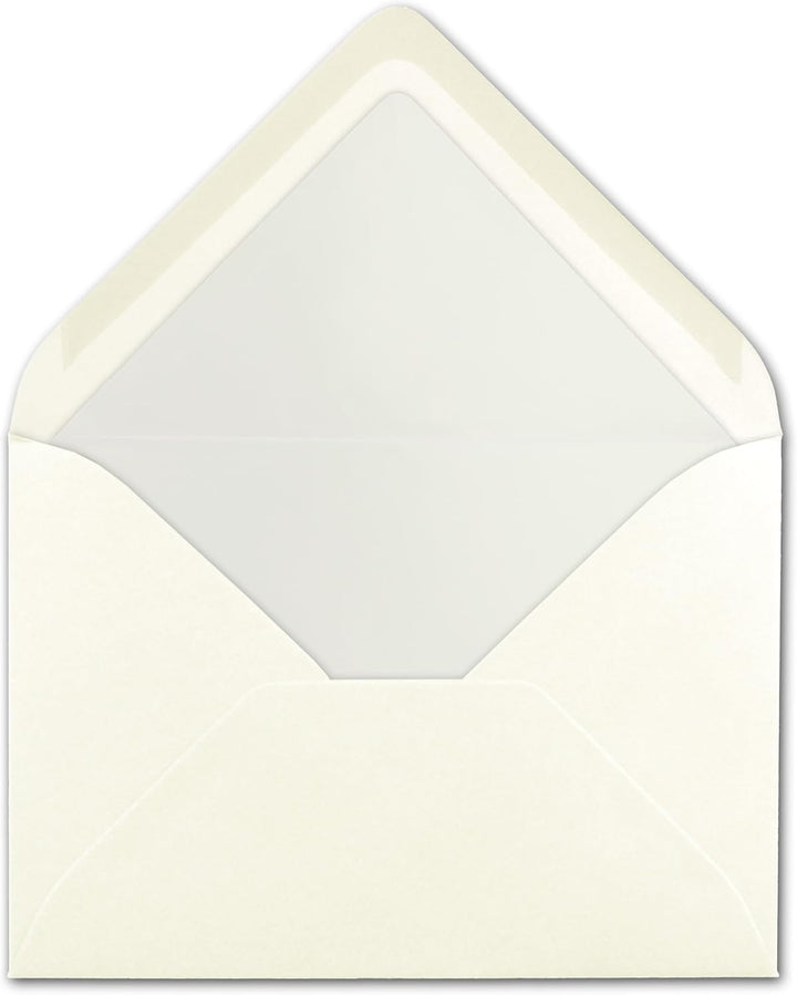50 Briefumschläge Natur-Weiss - DIN C6 - gefüttert mit weissem Seidenpapier - 90 g/m² - 11,4 x 16,2