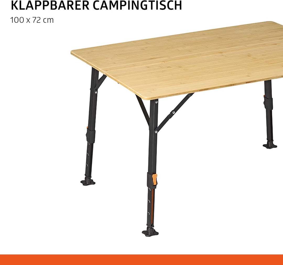Campout Campingtisch 100 x 72 x 70 cm - Klappbarer Gartentisch - Klapptisch - 3-Fach Höhenverstellba