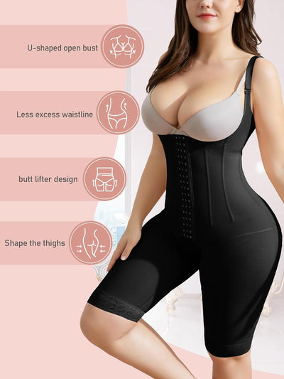 SHAPSHE Shaping Body Damen Miederbody Stark Formend Shapewear Bauchweg Figurformender Bauchgurt Nach