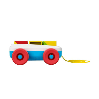 Fisher-Price GJW10 - Bausteinwagen, Spielzeug-Bollerwagen mit 9 Bausteinen, Babyspielzeug ab 6 Monat