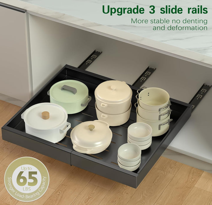 LeKuni Teleskopschublade 1 Stück, Verstellbare Breite Ausziehbare Schublade Küche, Ausziehbarer Schr