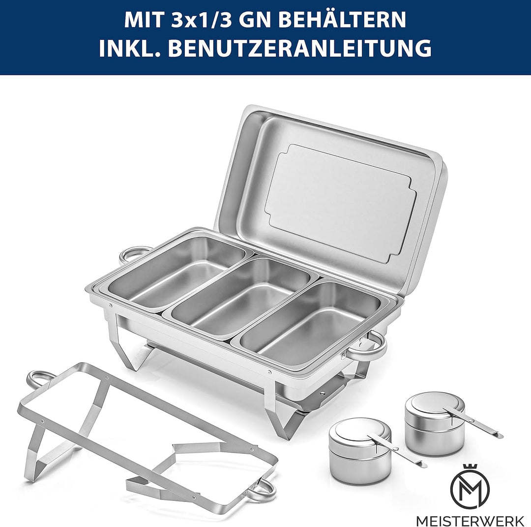 MEISTERWERK Warmhaltebehälter Essen (1er Set) - Erstklassiger 410 Edelstahl Chafing Dish - Warmhalte