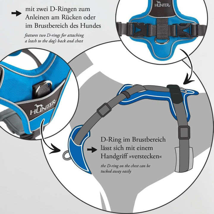 Hunter - Harness Divo Reflect M, black/grey - (68961) schwarz/grau M, schwarz/grau M