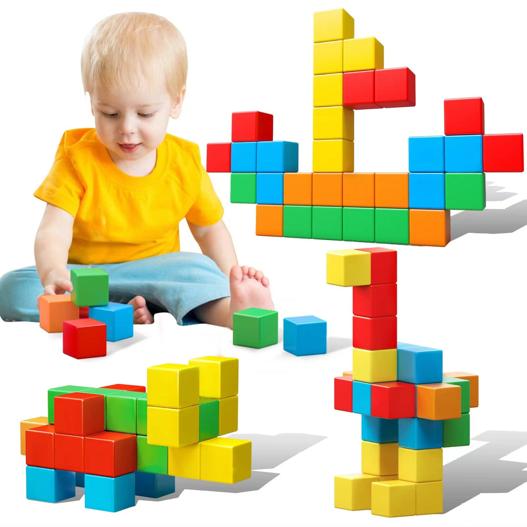 Magnetische Bausteine, 30 Stück, Grosse Magnetische Würfel für Kleinkinder Jungen und Mädchen, Senso