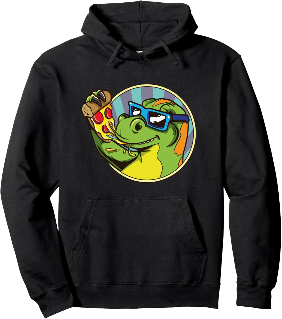 Dinosaurier isst ein Stück Pizza Pullover Hoodie