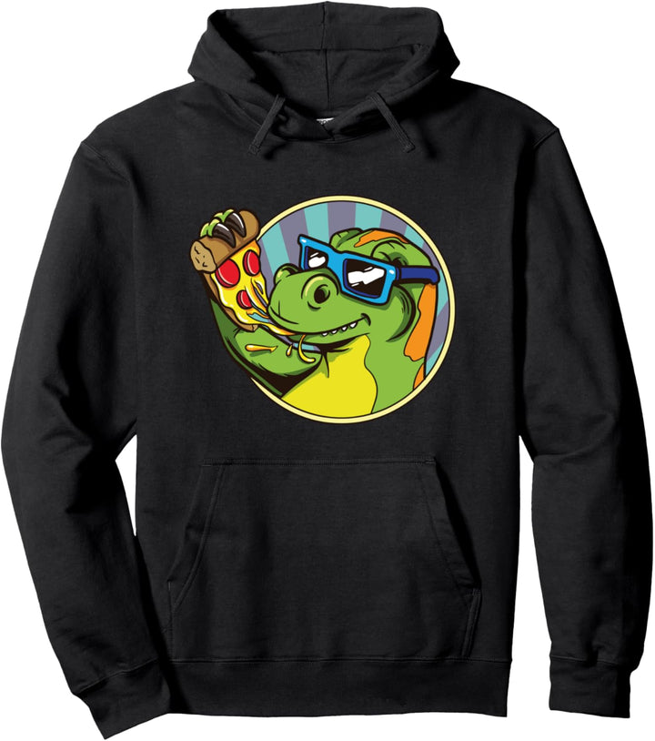 Dinosaurier isst ein Stück Pizza Pullover Hoodie