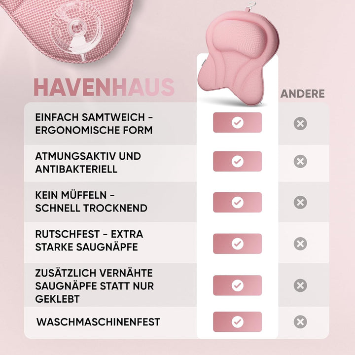 XXL Premium Badewannenkissen rosé | NEU zusätzliche Polster an Schulter- &amp; Nackenbereich | Badekisse
