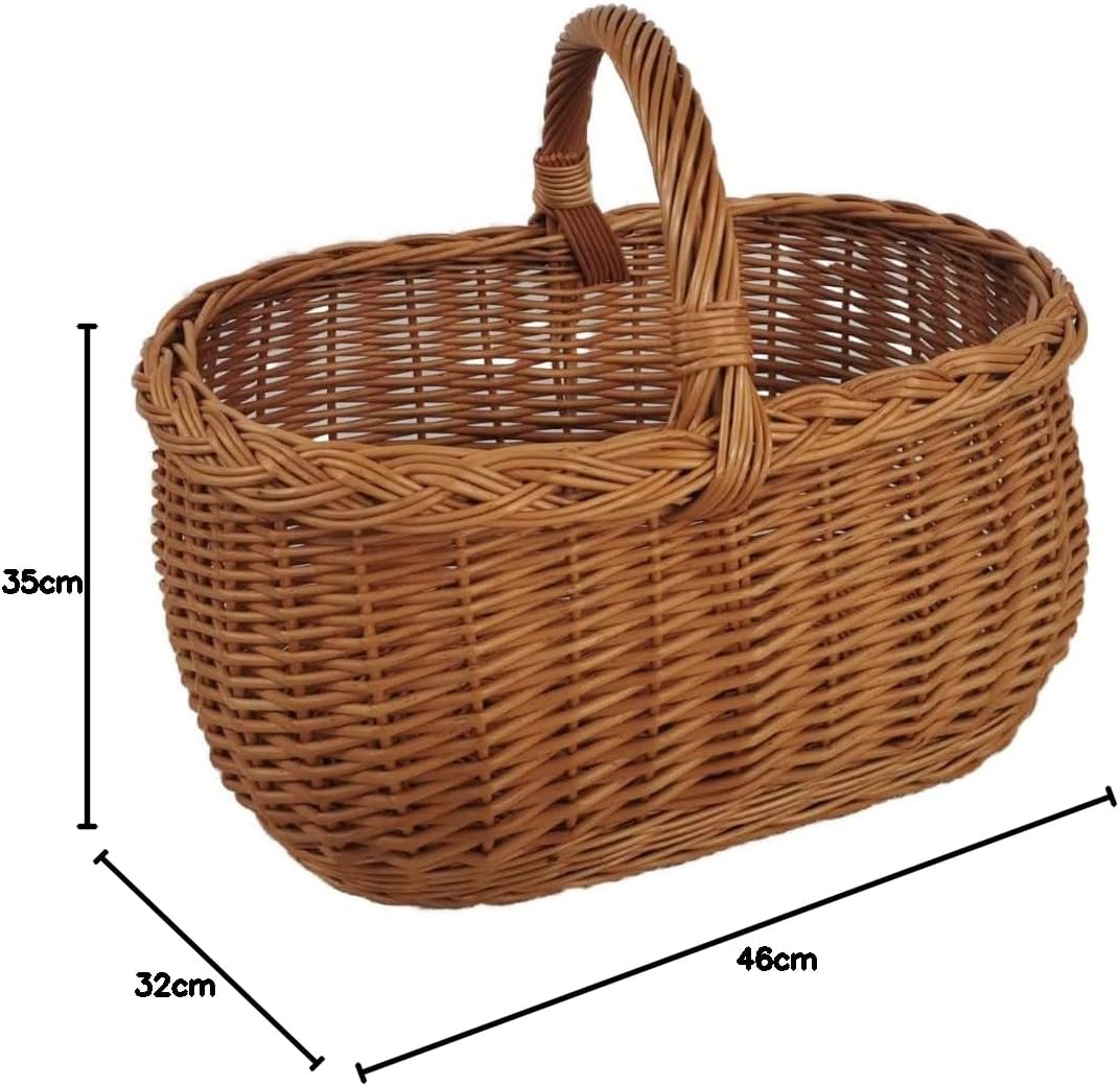 Einkaufskorb aus Weide Pilzkorb Oval Braun 46x32x35 cm