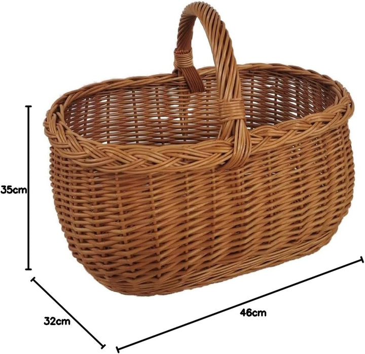 Einkaufskorb aus Weide Pilzkorb Oval Braun 46x32x35 cm
