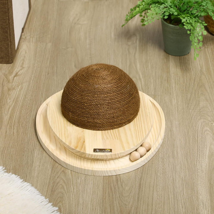 PawHut Interaktives Kratzspielzeug, 2-in-1-Design Katzenspielzeug mit Kugelbahn und Kratzbrett, Krat