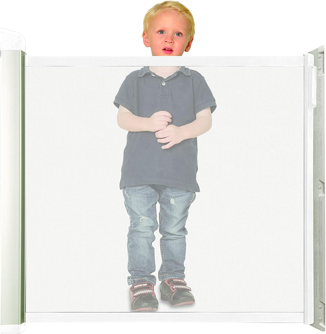 KiddyGuard Sicherheitsgitter für Treppen, mit Aluminiumgehäuse, ausziehbar, bis zu 120 cm, Weiss