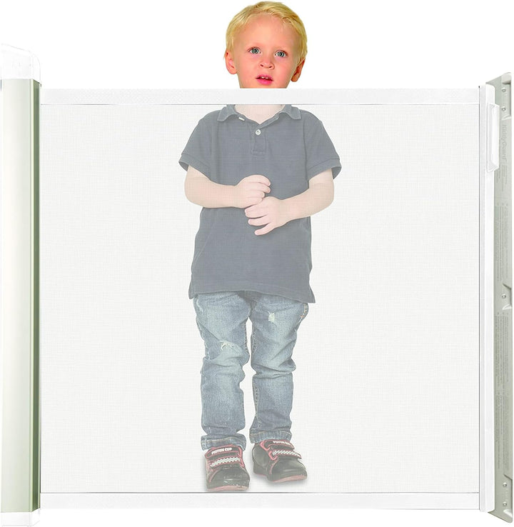 KiddyGuard Sicherheitsgitter für Treppen, mit Aluminiumgehäuse, ausziehbar, bis zu 120 cm, Weiss