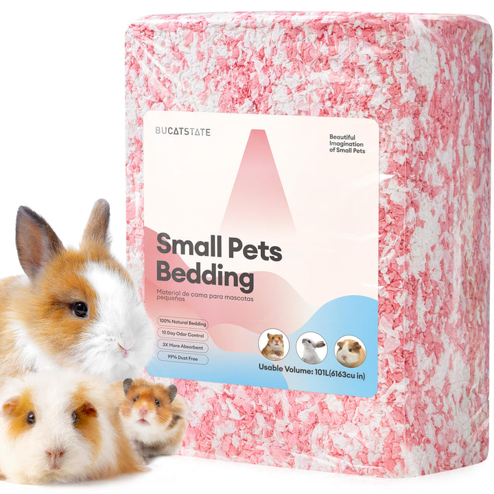 BUCATSTATE Hamster Streu 101L, Papier Einstreu für Kleintiere, Besonders Saugfähige & 99,9% Staubfre