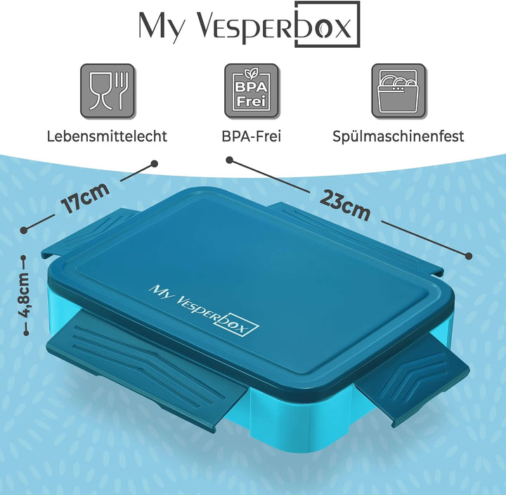 My Vesperbox® Brotdose für Kinder mit Fächern [LITE] - Lunchbox mit Trennfächern - Bento Box - Jause