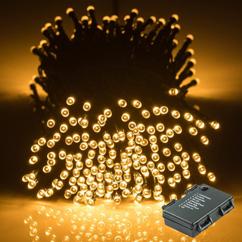 GlobaLink LED Lichterkette Batterie, 300Leds 40M Warmweiss Weihnachtsbeleuchtung Aussen- mit 8 Modi