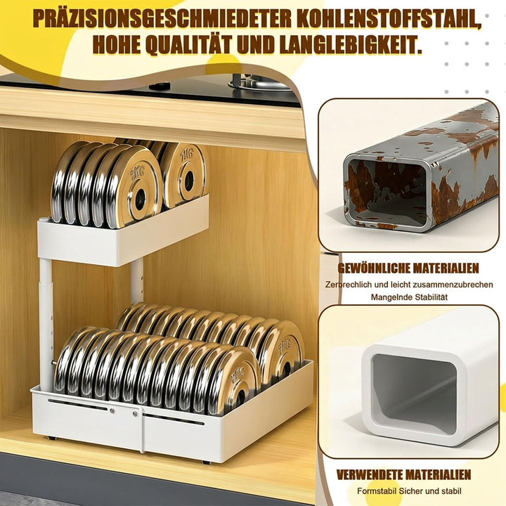 Spülschrank Organizer Ausziehbar – 2 Etagen Unterschrank Organizer Küche Höhenverstellbar & Ausziehb